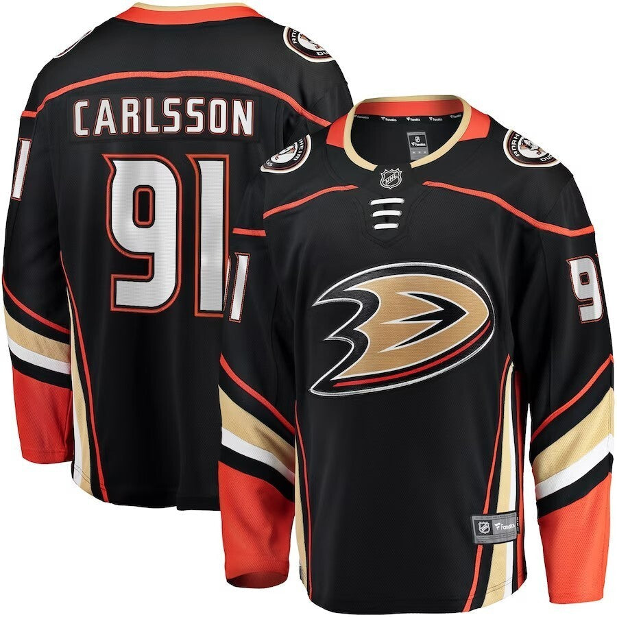 Anaheim Ducks #91 Leo Carlsson Branded Home Breakaway Player Jersey - Black Hockey Jersey hockey jersey product view 1