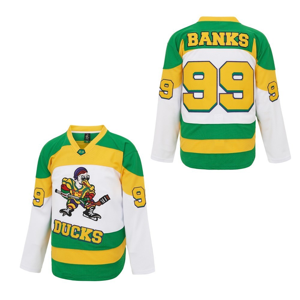 Anaheim Ducks #99 Adam Banks Hockey Ducks 99 White Edition Style 1 Hockey Jersey hockey jersey product view 1