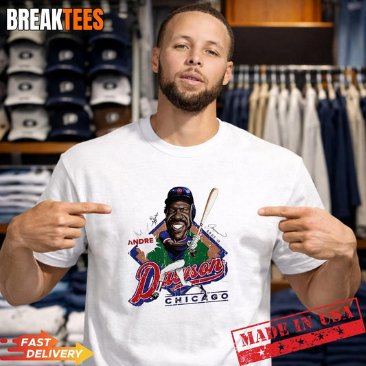 Andre Dawson Chicago Cubs MLB Signature Caricature T-Shirt Unisex T-shirt, Sweatshirt, Hoodie, Long Sleeve Tee - T-Shirt, Sweatshirt, Hoodie
