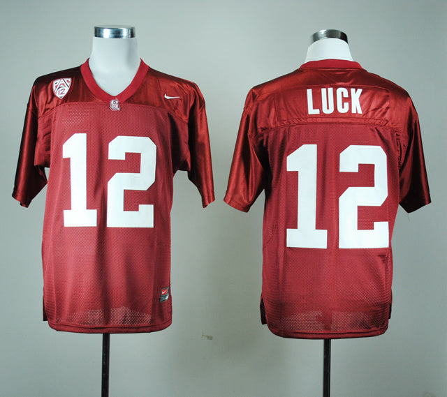 Andrew Luck 12 Red Pac-12 Logo College Football Jersey football jersey product view 1