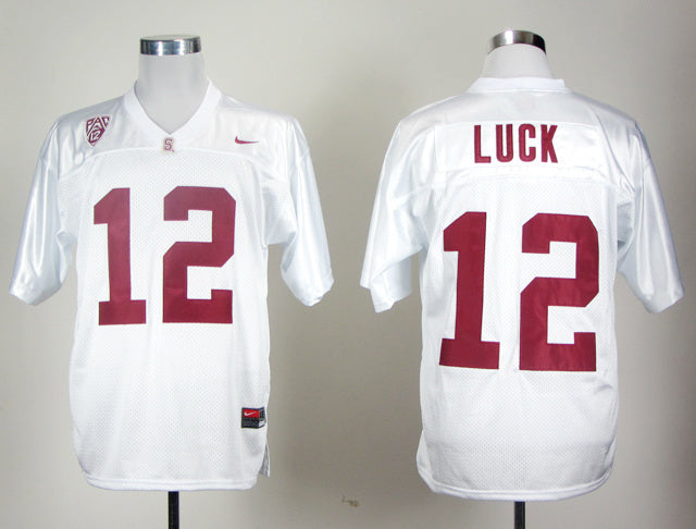 Andrew Luck 12 White College Football Jersey football jersey product view 1