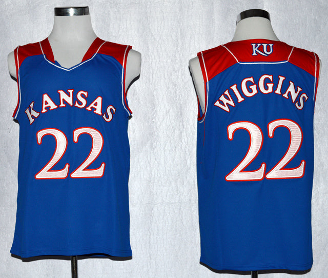 Andrew Wiggins 22 Royal Blue College Football Jersey football jersey product view 1