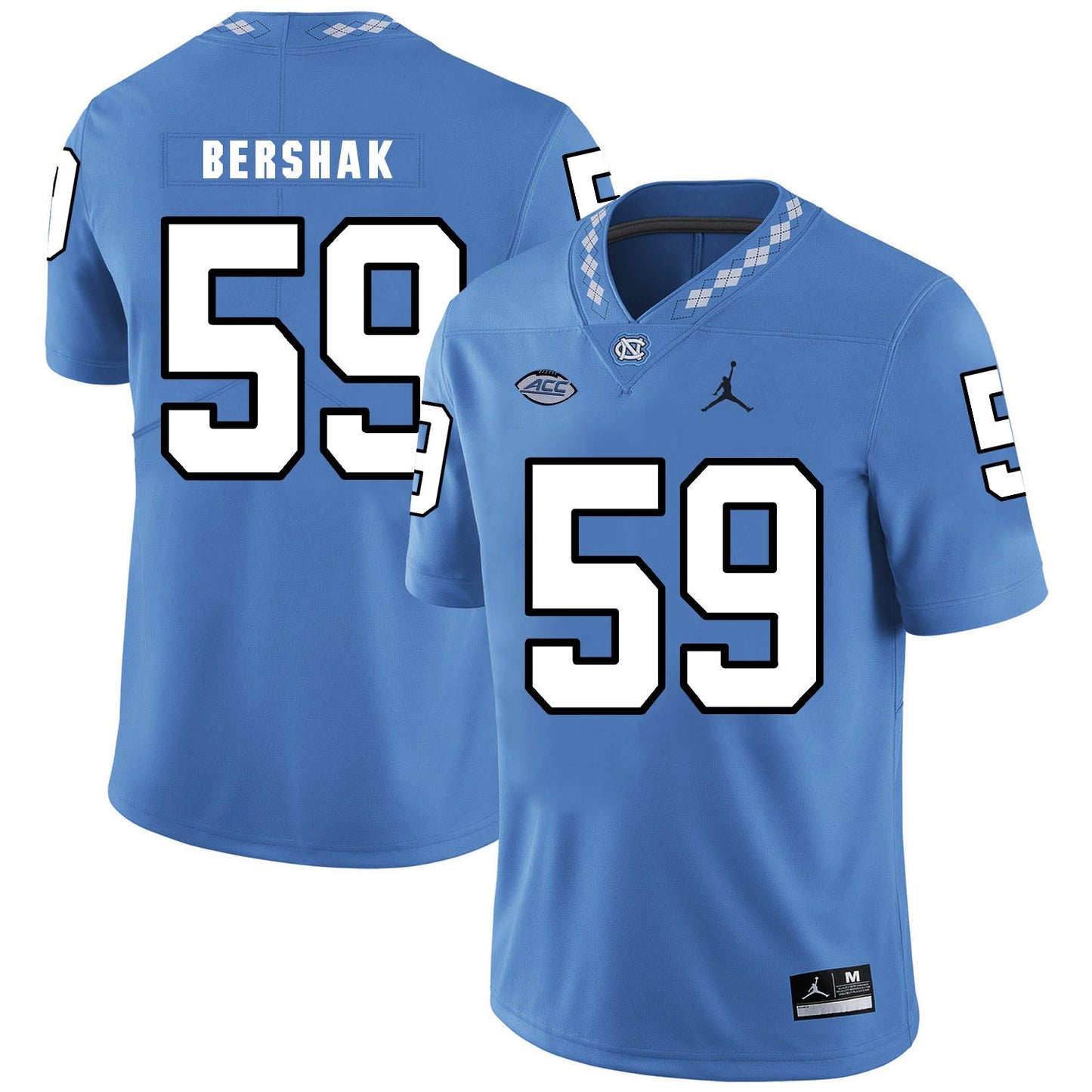 Andy Bershak 59 Carolina Blue College Football Jersey football jersey product view 1