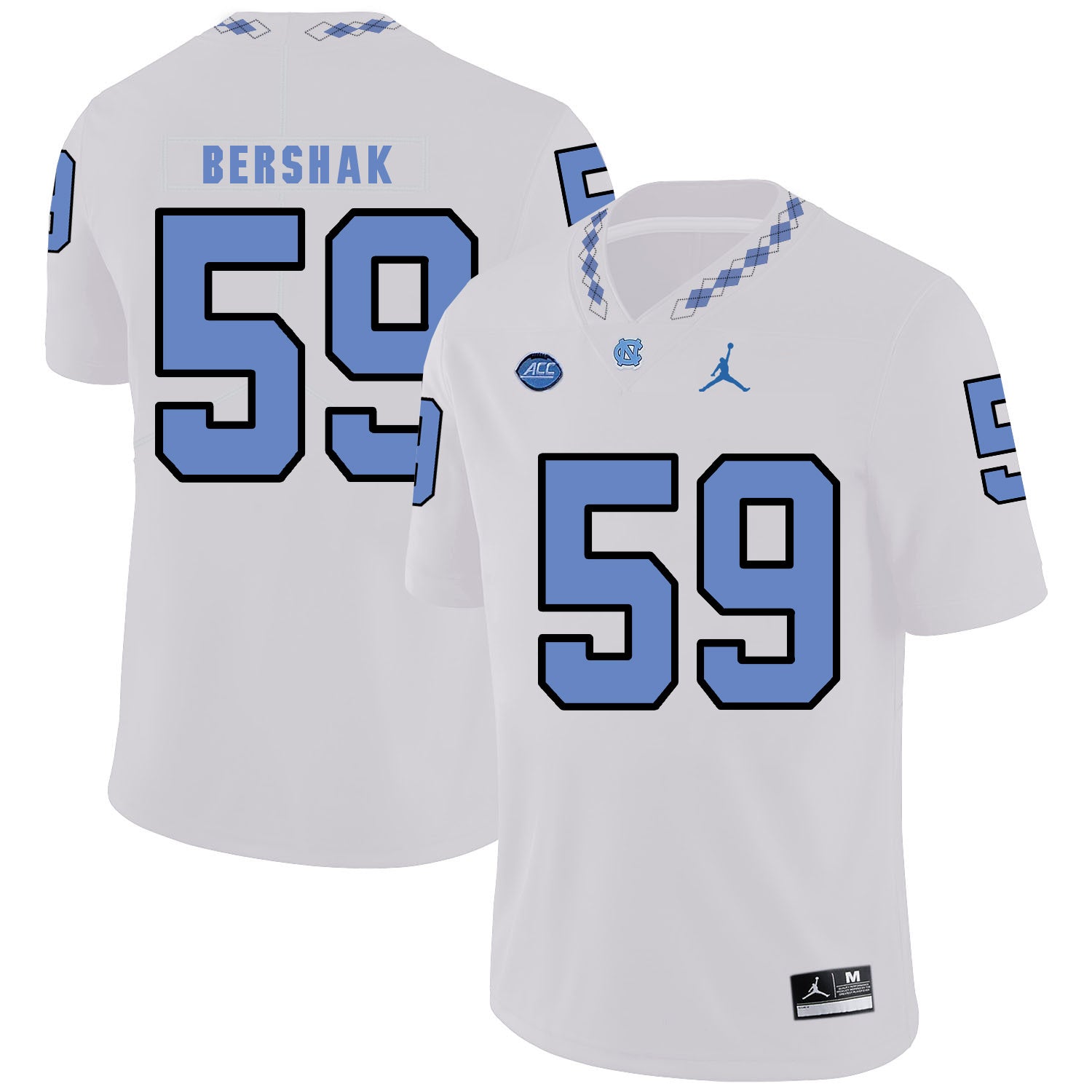 Andy Bershak 59 White College Football Jersey football jersey product view 1