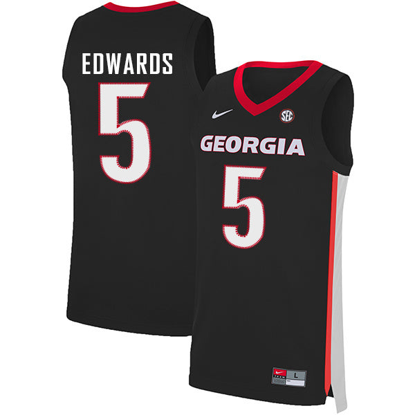 Anthony Edwards 5 V Collar Black College Football Jersey football jersey product view 1