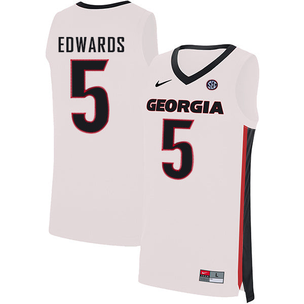 Anthony Edwards 5 V Collar White College Football Jersey football jersey product view 1