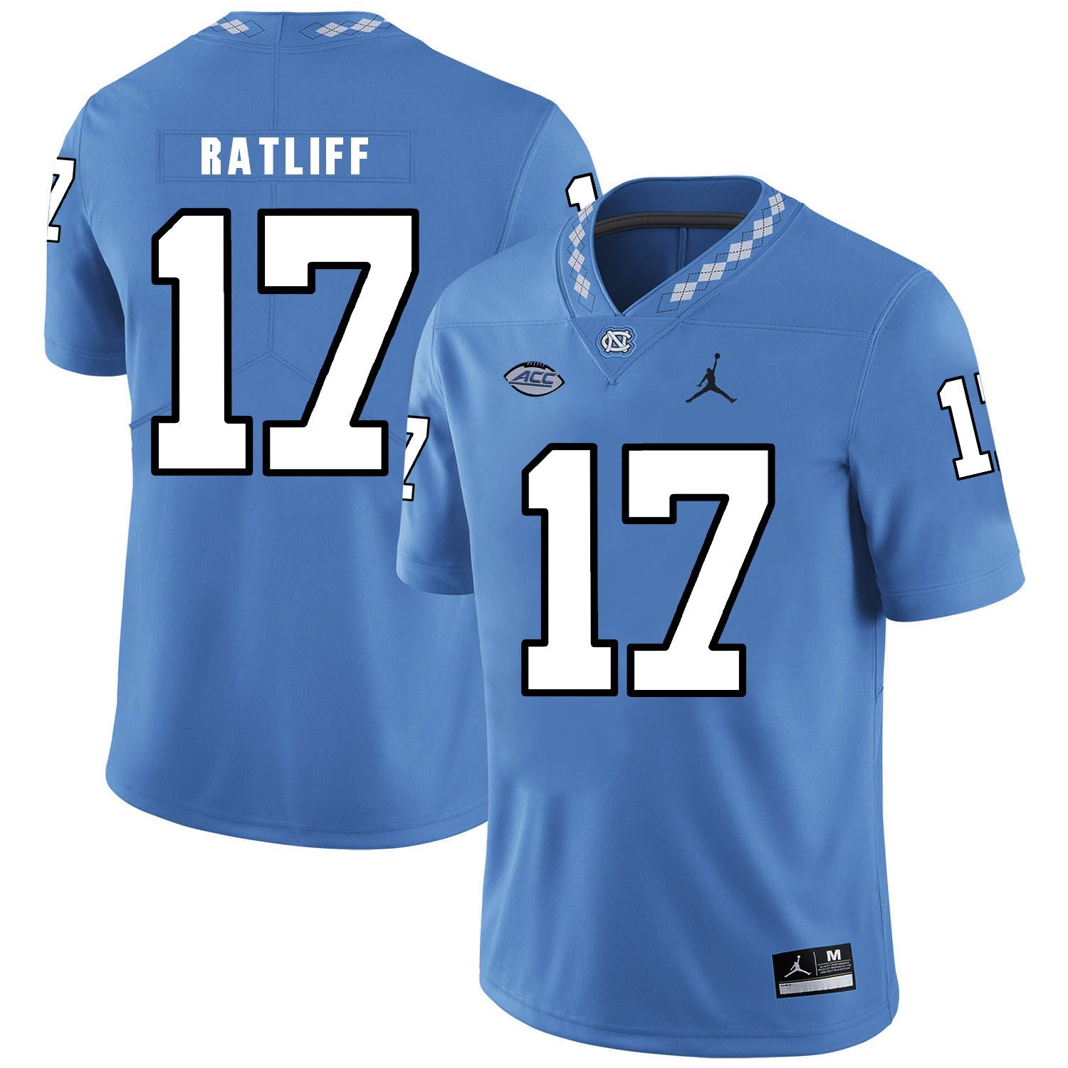 Anthony Ratliff-Williams 17 Carolina Blue College Football Jersey football jersey product view 1