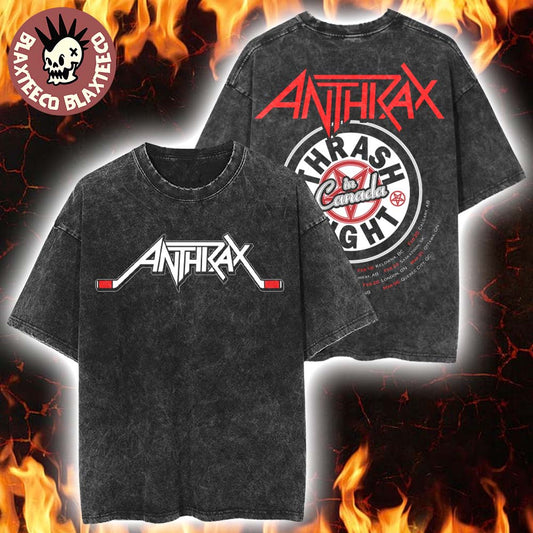 Anthrax Canada Tour 2026 Merch Thrash Night In Canada Retro Washed T-Shirt Unisex T-shirt, Sweatshirt, Hoodie, Long Sleeve Tee - T-Shirt, Sweatshirt, Hoodie