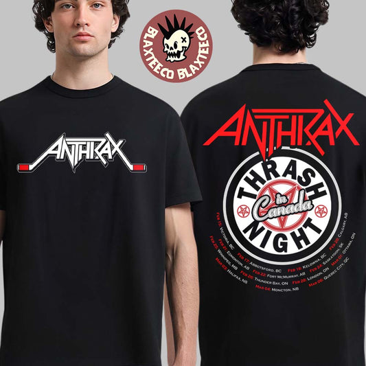 Anthrax Canada Tour 2026 Merch Thrash Night In Canada Two Sided T-Shirt Unisex T-shirt, Sweatshirt, Hoodie, Long Sleeve Tee - T-Shirt, Sweatshirt, Hoodie