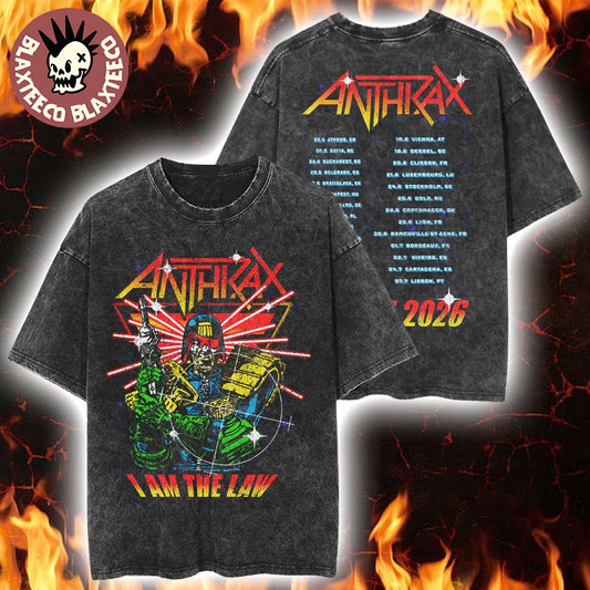 Anthrax Europe 2026 Tour Merch I Am The Law Cyber Judge Vintage Washed Tee Unisex T-shirt, Sweatshirt, Hoodie, Long Sleeve Tee - T-Shirt, Sweatshirt, Hoodie