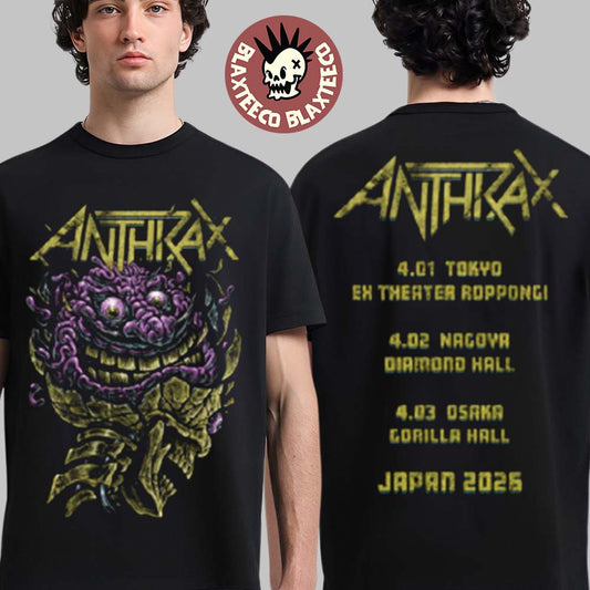 Anthrax Japan 2026 Tour Merch Tee Brain Buster With Dates Back T-Shirt Unisex T-shirt, Sweatshirt, Hoodie, Long Sleeve Tee - T-Shirt, Sweatshirt, Hoodie