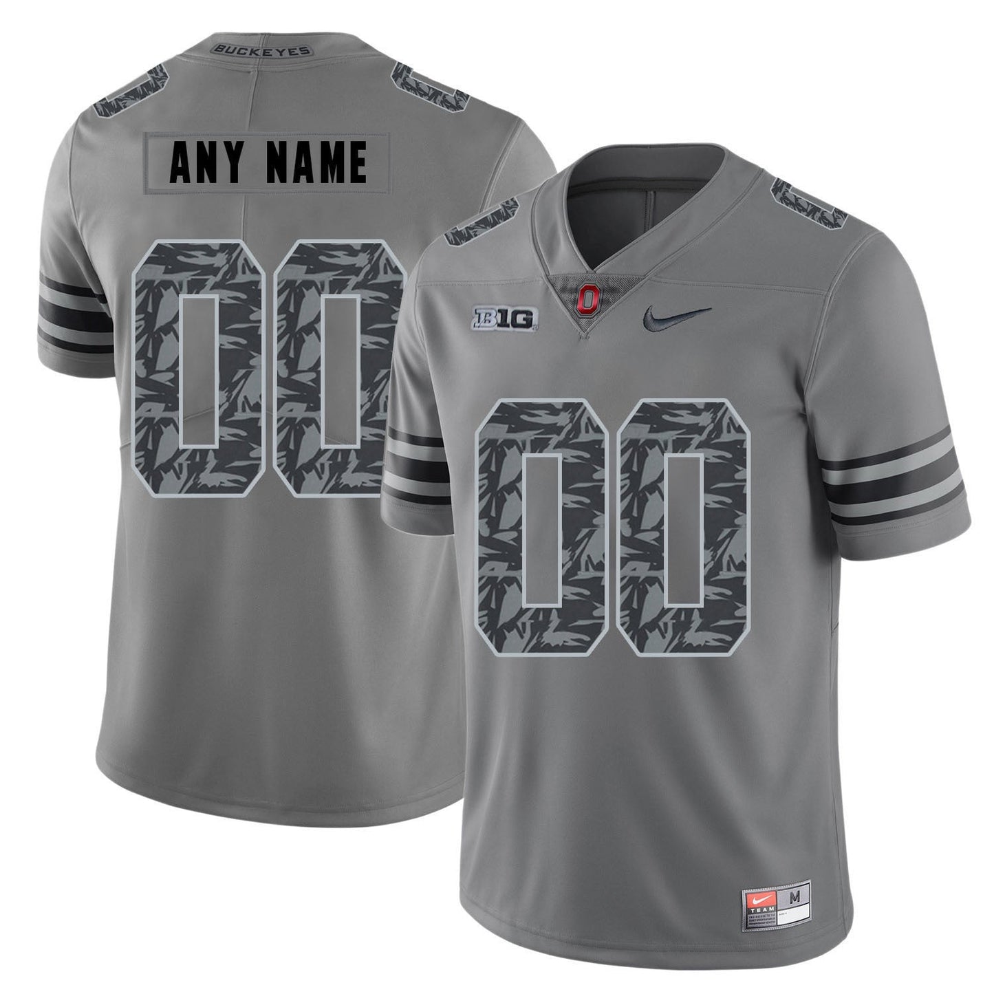 Any Name 00 Pattern Dark Gray College Football Jersey football jersey product view 1