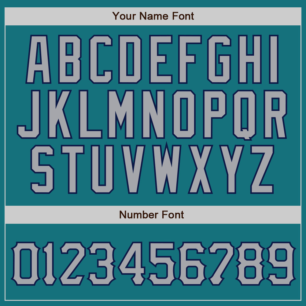 Custom Teal Gray Pinstripe Gray-Navy Authentic Baseball Jersey baseball jersey product view 5