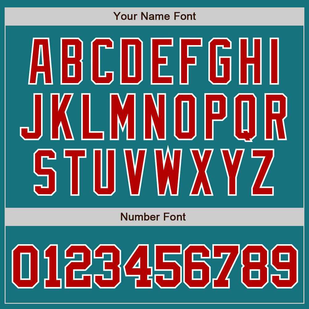 Custom Teal Red-White Authentic Baseball Jersey baseball jersey product view 5