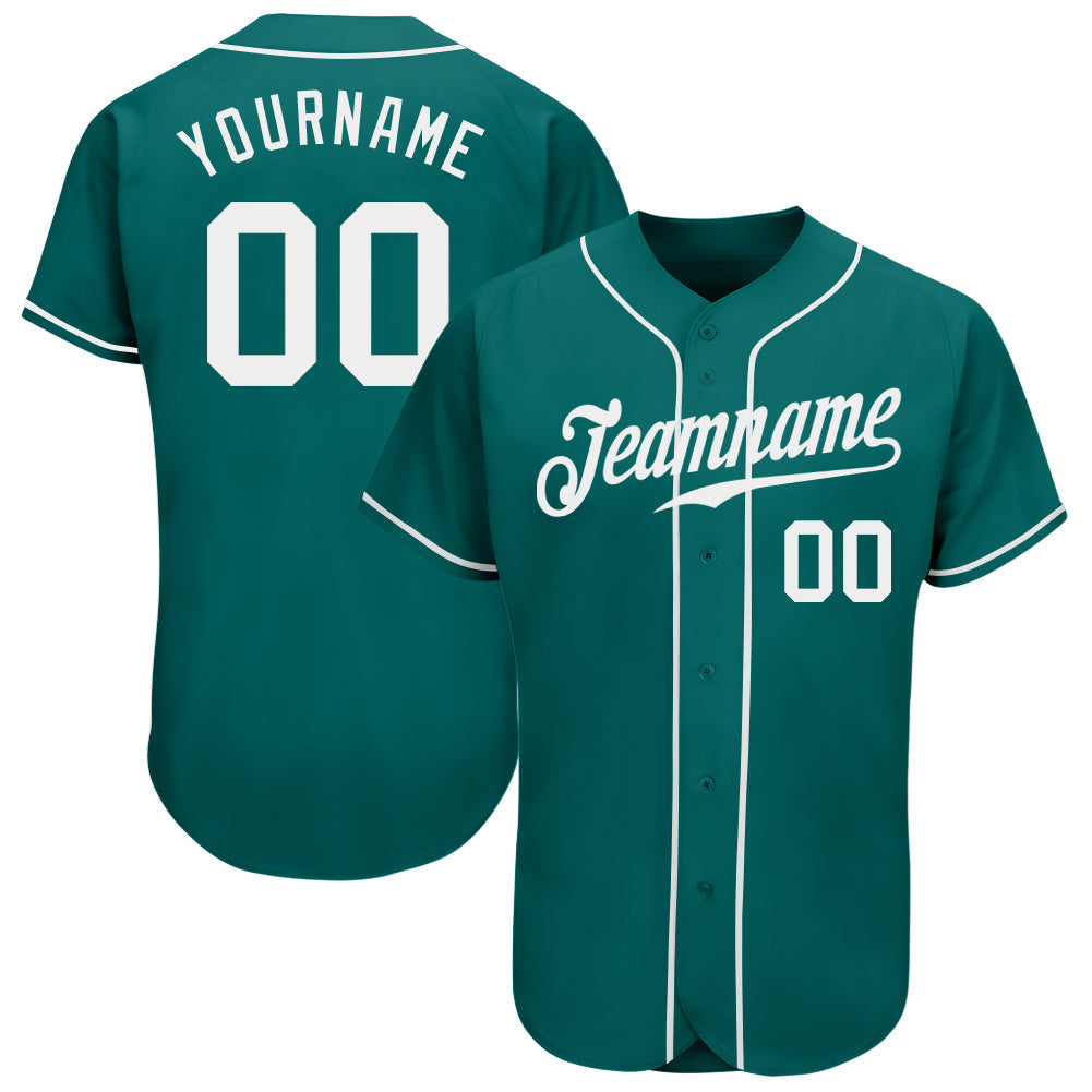 Custom Teal White Authentic Baseball Jersey baseball jersey product view 1