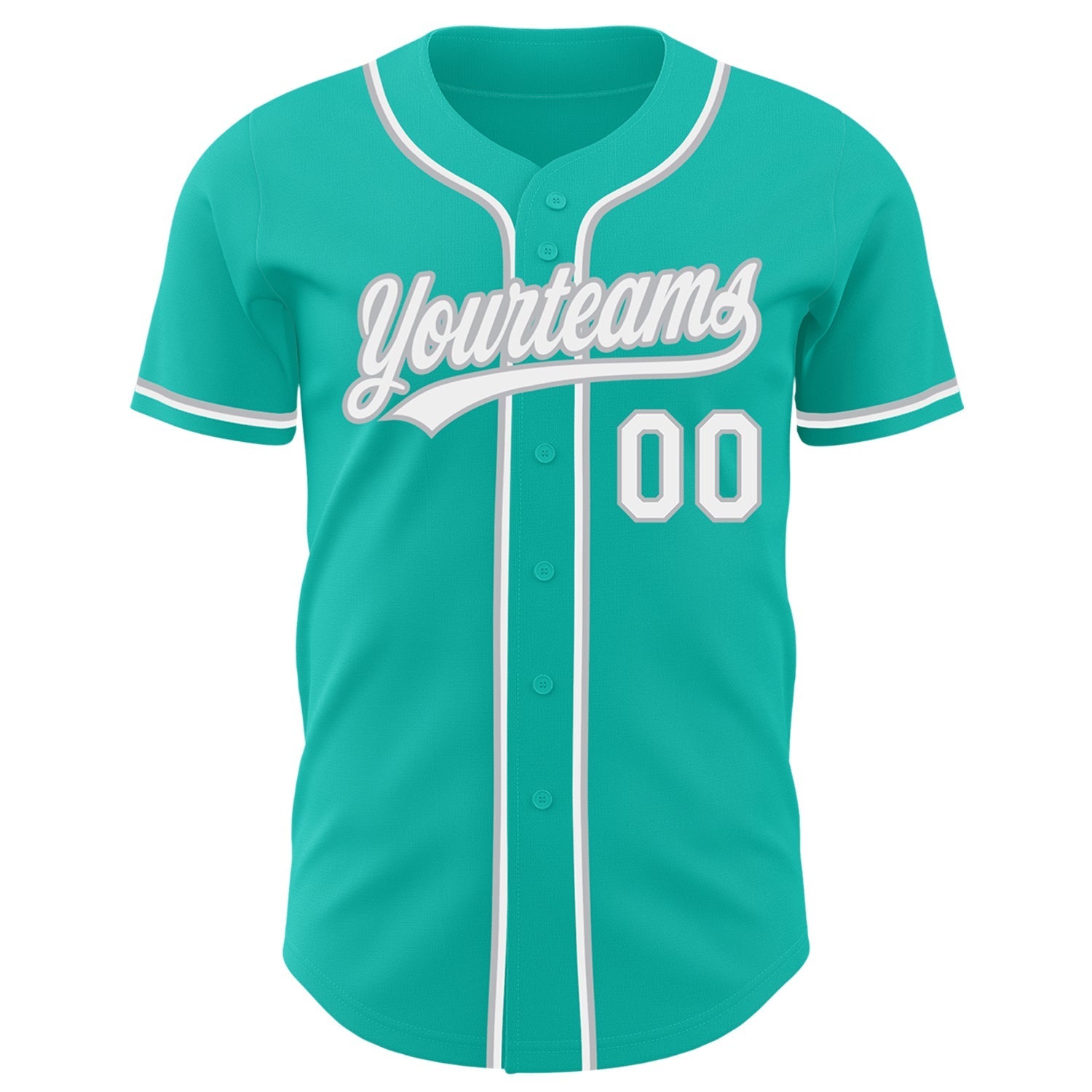 Custom Aqua White-Gray Authentic Baseball Jersey baseball jersey product view 2