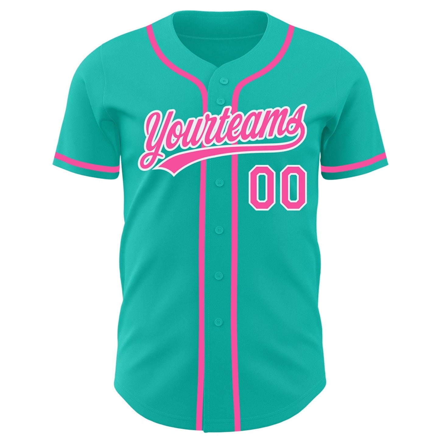 Custom Aqua Pink-White Authentic Baseball Jersey baseball jersey product view 3