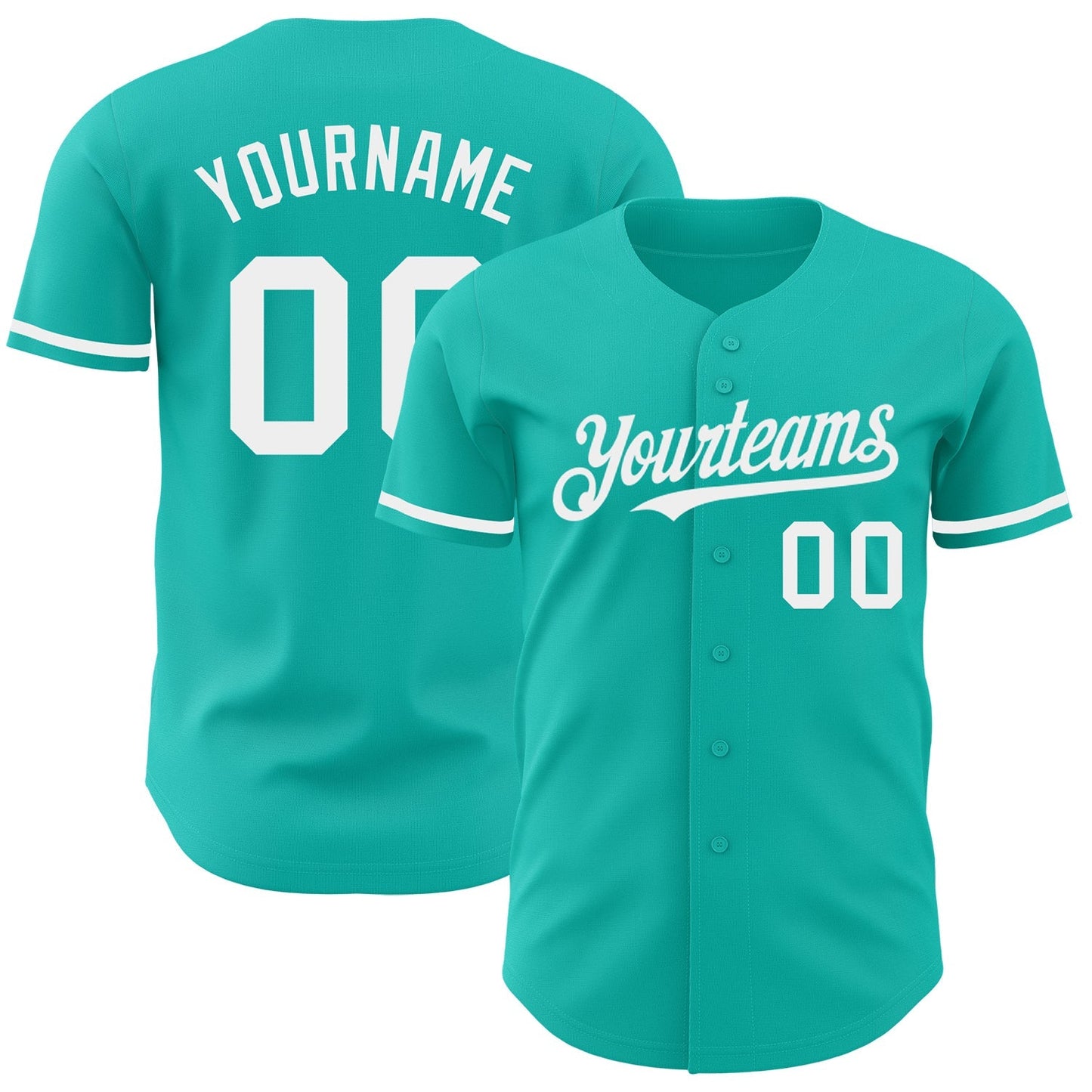 Custom Aqua White Authentic Baseball Jersey baseball jersey product view 1