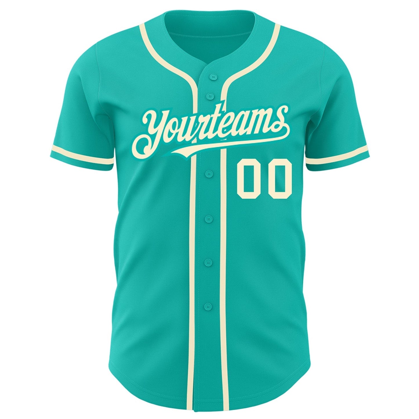 Custom Aqua Cream Authentic Baseball Jersey baseball jersey product view 2
