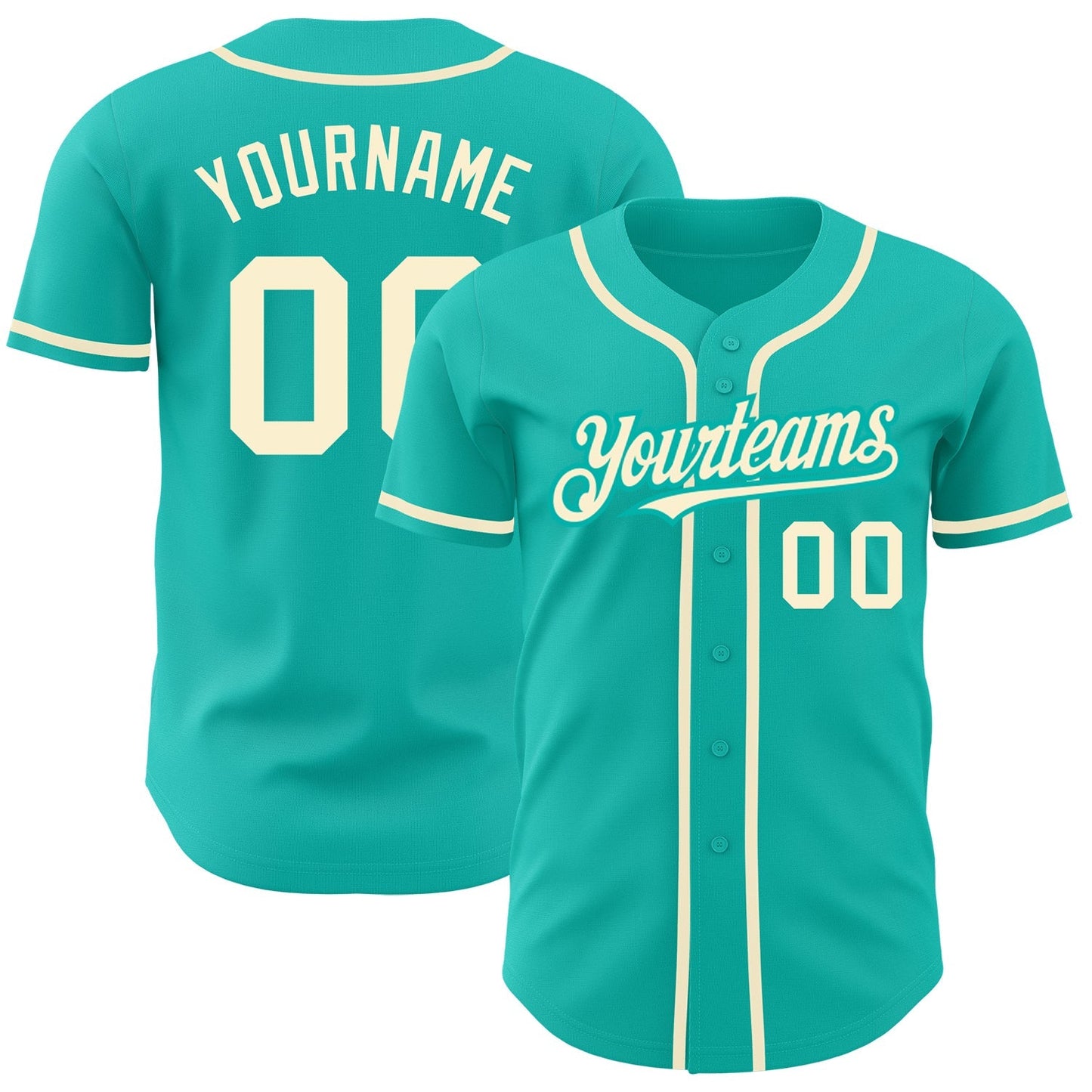 Custom Aqua Cream Authentic Baseball Jersey baseball jersey product view 1