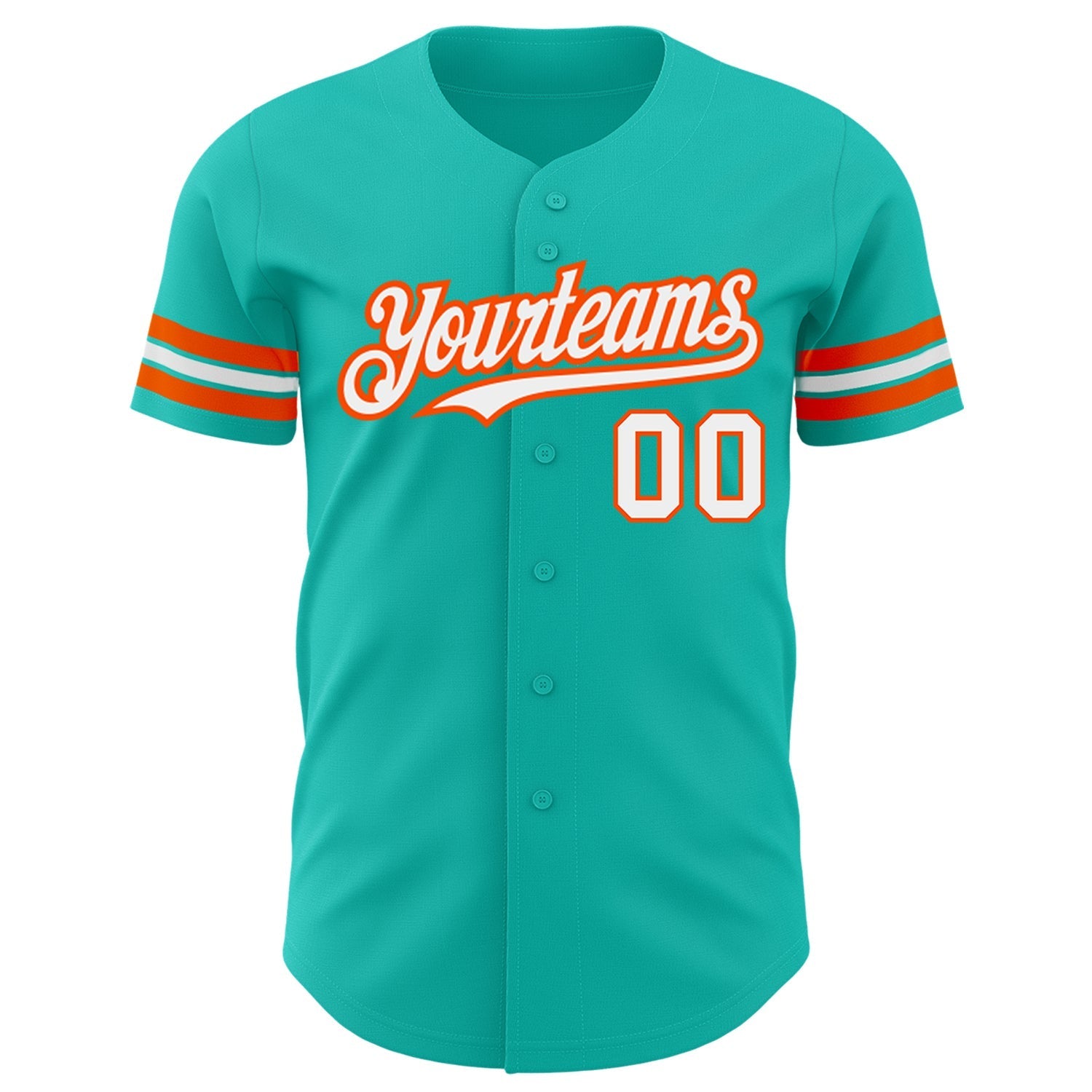 Custom Aqua White-Orange Authentic Baseball Jersey baseball jersey product view 2