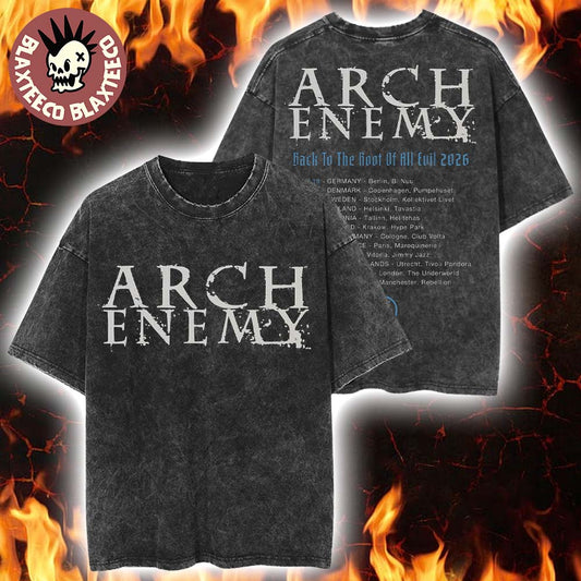 Arch Enemy Back To The Root Of All Evil 2026 Tour Europe And UK Schedule Dates Washed T-Shirt - T-Shirt, Sweatshirt, Hoodie