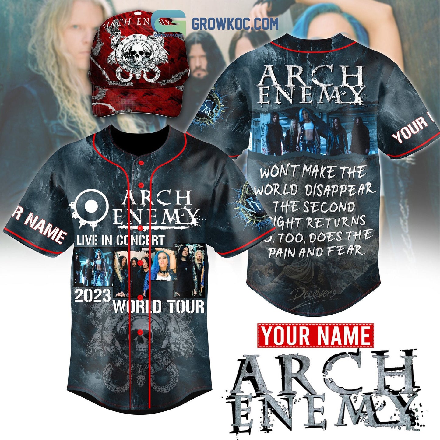 Arch Enemy Live In Concert World Tour 2023 Personalized Baseball Jersey baseball jersey product view 1