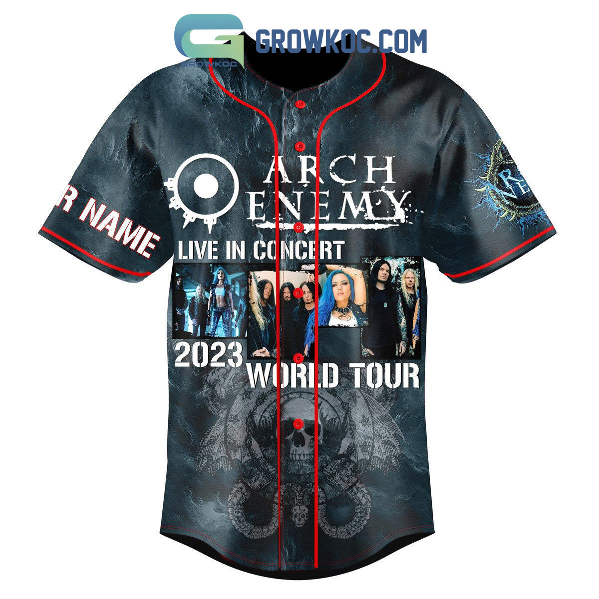 Arch Enemy Live In Concert World Tour 2023 Personalized Baseball Jersey baseball jersey product view 2