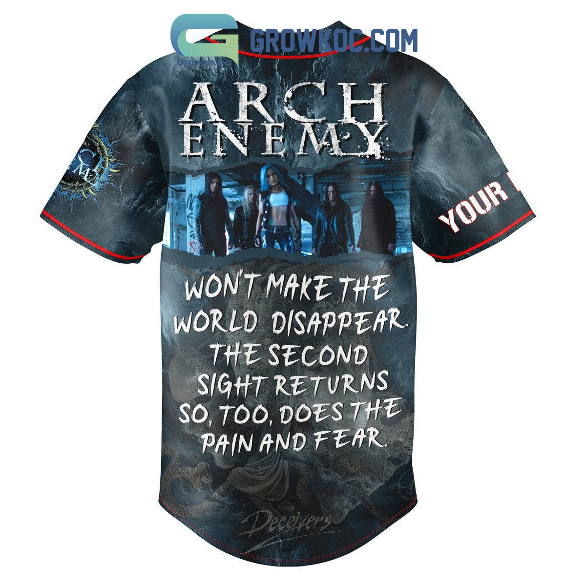Arch Enemy Live In Concert World Tour 2023 Personalized Baseball Jersey baseball jersey product view 3