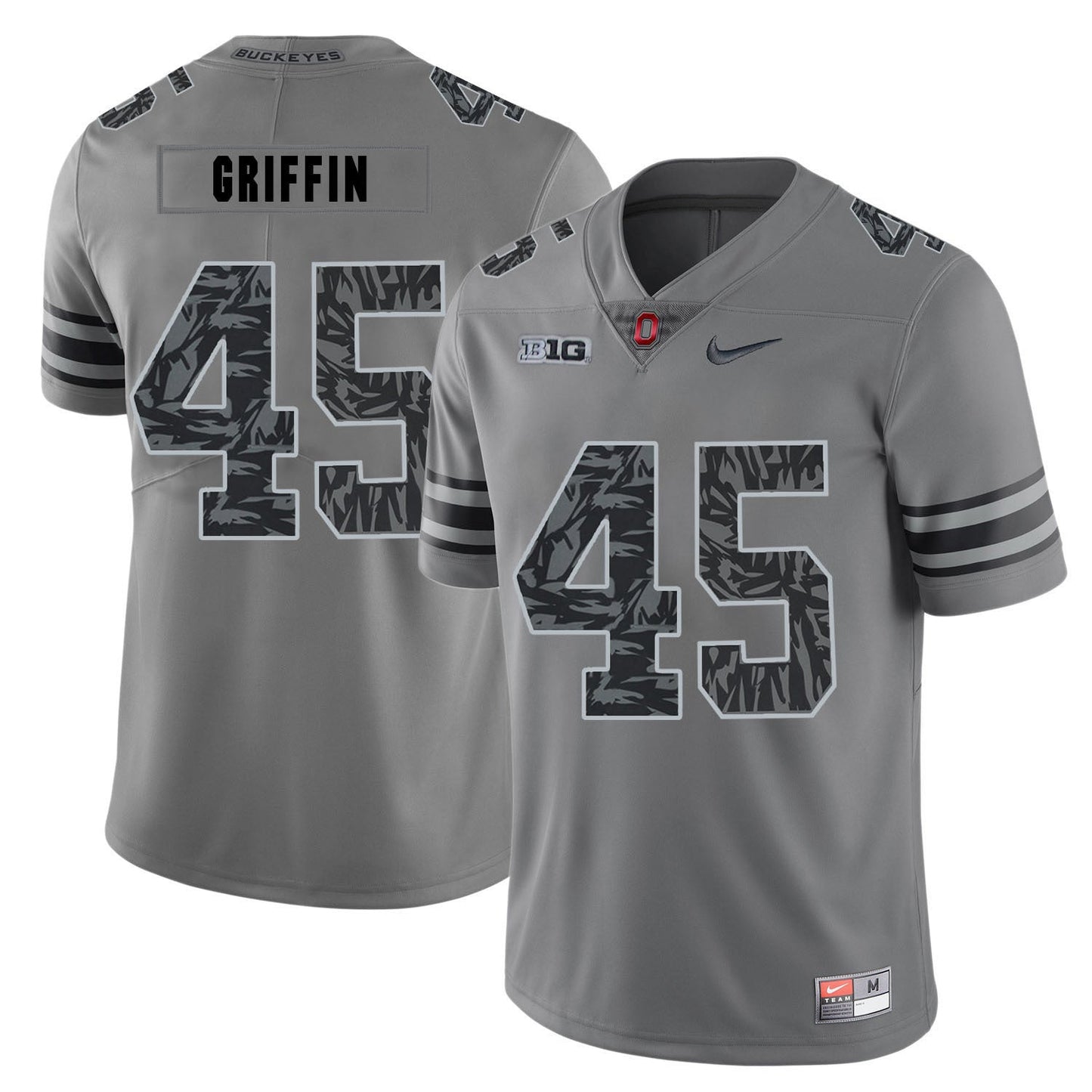 Archie Griffin 45 Pattern Dark Gray College Football Jersey football jersey product view 1