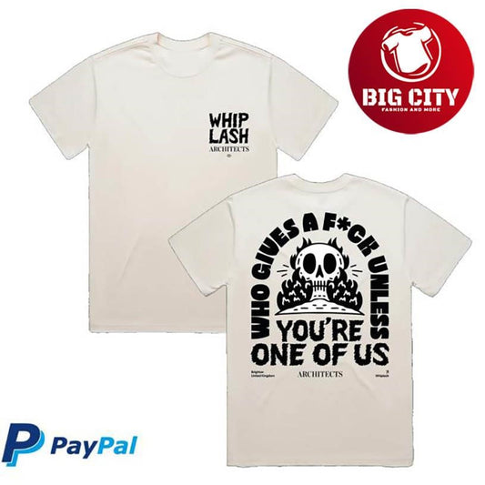 Architects Who Gives A Fuck Whiplash Ecru Two Sided Shirt Unisex T-shirt, Sweatshirt, Hoodie, Long Sleeve Tee - T-Shirt, Sweatshirt, Hoodie