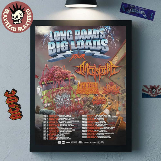 Archspire Long Roads Big Loads Tour 2026 North American Schedule City Dates Decor Poster Canvas - T-Shirt, Sweatshirt, Hoodie