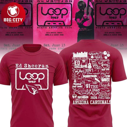 Arizona Cardinals x Ed Sheerans LOOP Tour Two Sided Shirt Unisex T-shirt, Sweatshirt, Hoodie, Long Sleeve Tee - T-Shirt, Sweatshirt, Hoodie