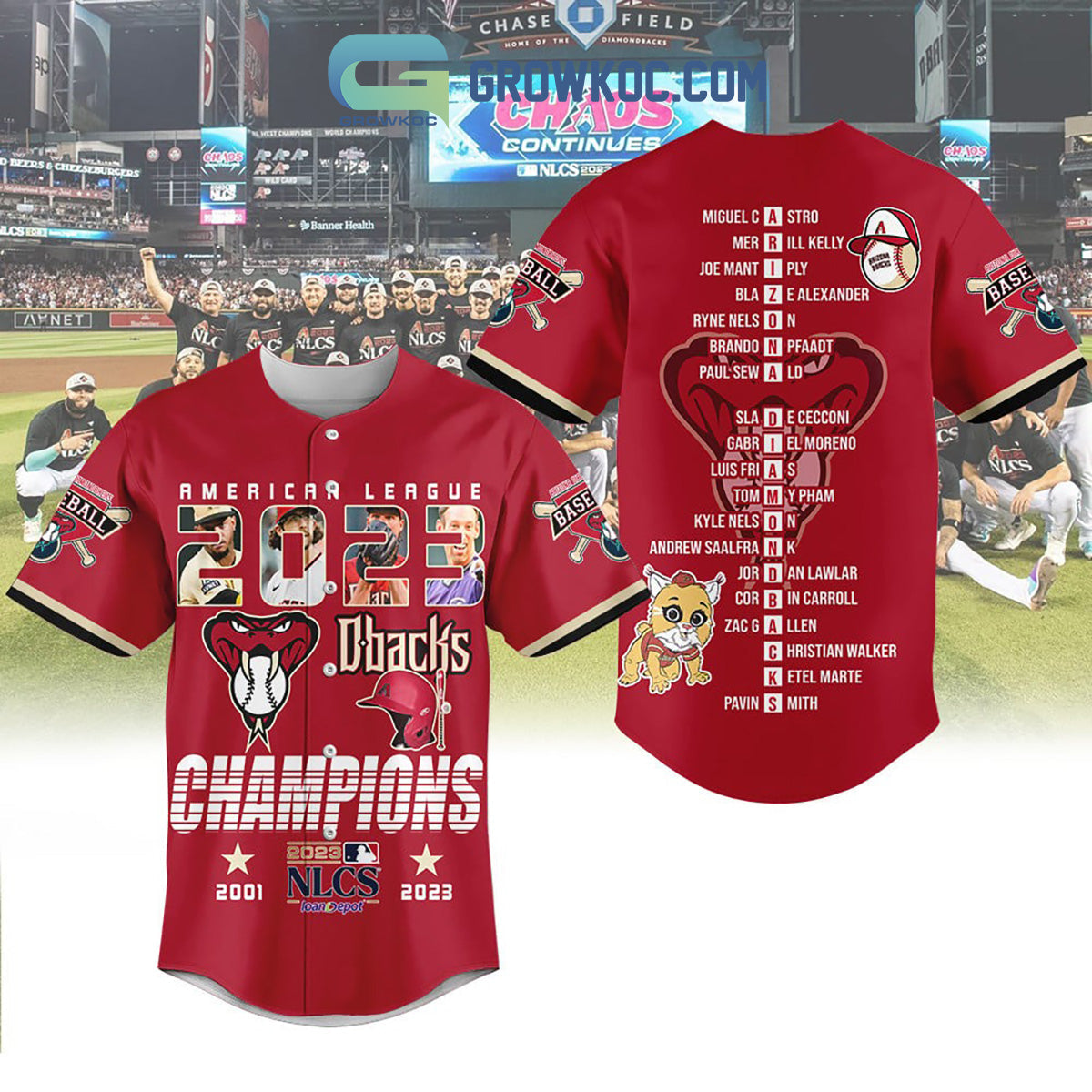 Arizona Dbacks American League Champions 2023 Baseball Jersey baseball jersey product view 1