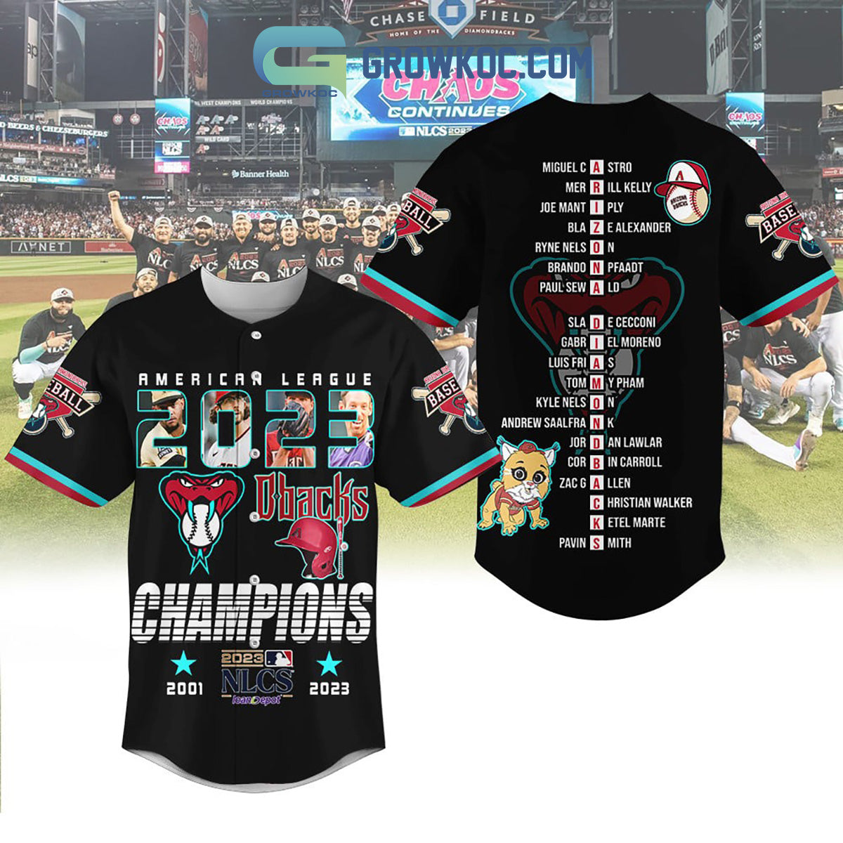 Arizona Dbacks American League Champions 2023 Baseball Jersey baseball jersey product view 2