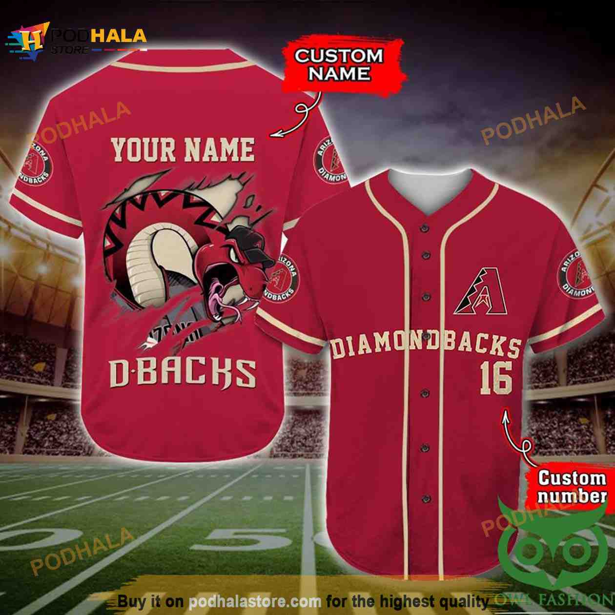 Arizona Diamondbacks 3D Baseball Jersey Personalized Gift, Custom Name Number baseball jersey product view 1