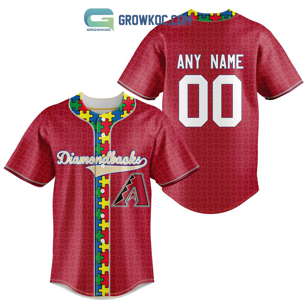 Arizona Diamondbacks MLB Fearless Against Autism Personalized Baseball Jersey baseball jersey product view 1