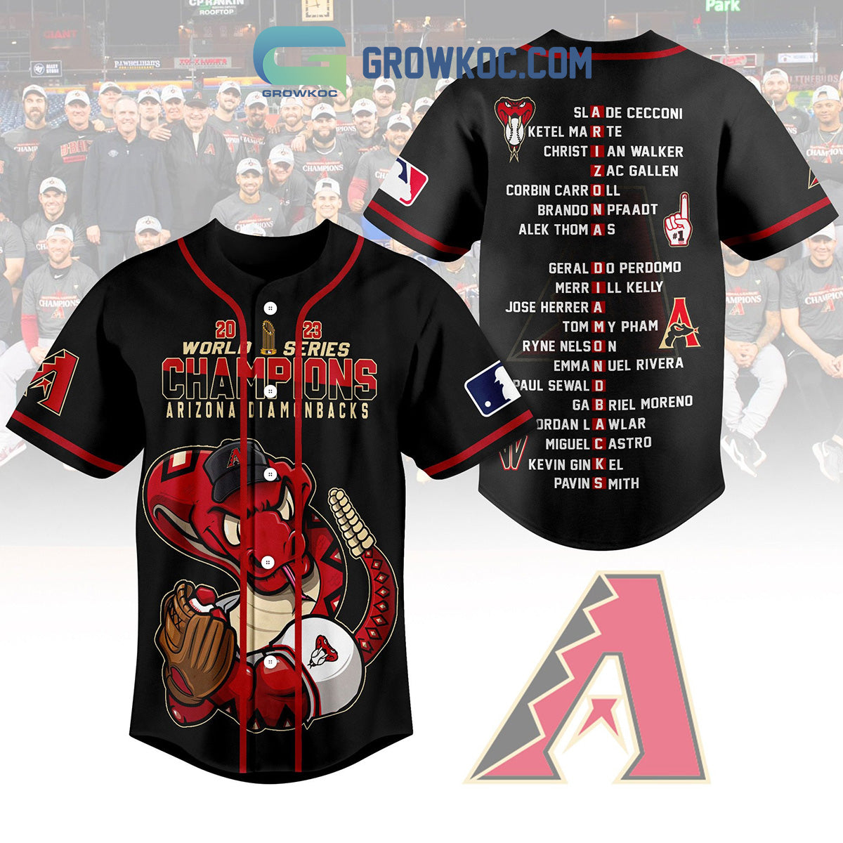 Arizona Diamondbacks World Series 2023 Champions Baseball Jersey baseball jersey product view 1