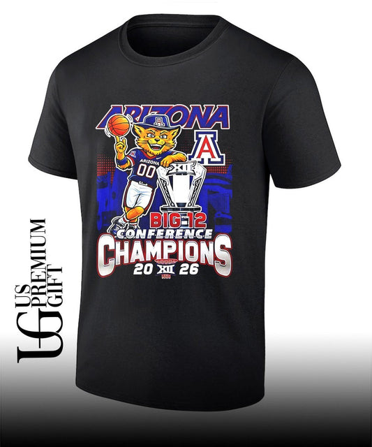 Arizona Wildcats 2026 Big 12 Tournament Champions mascot trophy shirt Unisex T-shirt, Sweatshirt, Hoodie, Long Sleeve Tee - T-Shirt, Sweatshirt, Hoodie