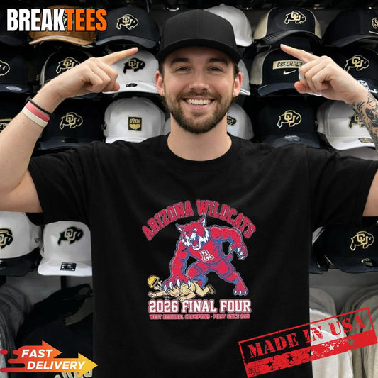 Arizona Wildcats 2026 Final Four West Regional Champions Mascot Shirt Unisex T-shirt, Sweatshirt, Hoodie, Long Sleeve Tee - T-Shirt, Sweatshirt, Hoodie