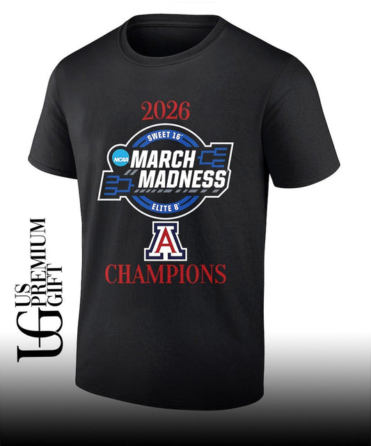 Arizona Wildcats 2026 NCAA March Madness Sweet 16 Elite 8 Champions shirt Unisex T-shirt, Sweatshirt, Hoodie, Long Sleeve Tee - T-Shirt, Sweatshirt, Hoodie