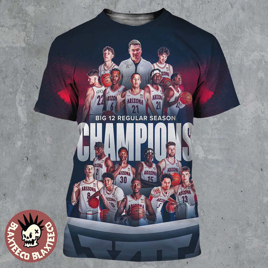 Arizona Wildcats Mens Basketball 2026 Big 12 Conference Regular Season Champions All Over Print Shirt - T-Shirt, Sweatshirt, Hoodie