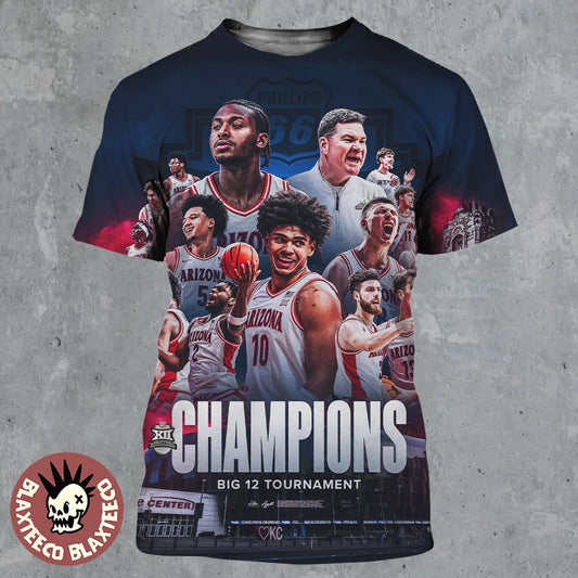 Arizona Wildcats Mens Basketball 2026 Big 12 Tournament Champions All Over Print Shirt Unisex T-shirt, Sweatshirt, Hoodie, Long Sleeve Tee - T-Shirt, Sweatshirt, Hoodie