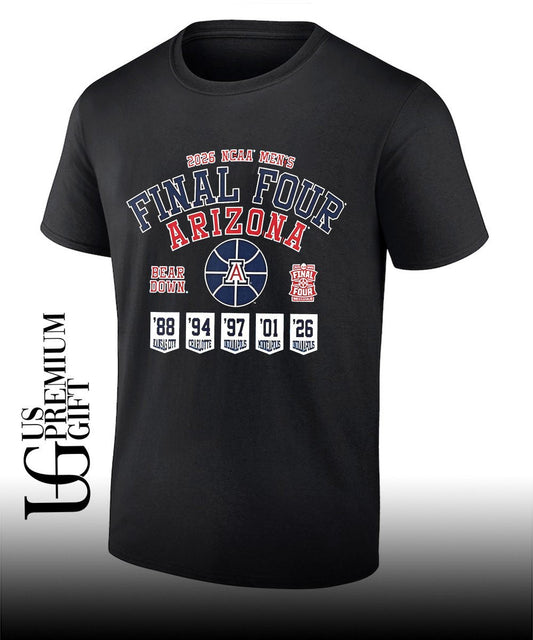 Arizona Wildcats NCAA Mens Basketball Final Four 5 Appearances 2026 Ball shirt Unisex T-shirt, Sweatshirt, Hoodie, Long Sleeve Tee - T-Shirt, Sweatshirt, Hoodie