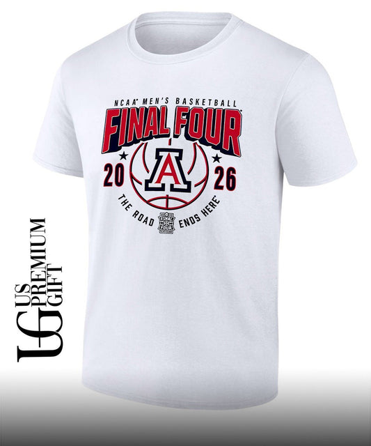 Arizona Wildcats NCAA Mens Basketball Final Four The Road Ends Here 2026 shirt Unisex T-shirt, Sweatshirt, Hoodie, Long Sleeve Tee - T-Shirt, Sweatshirt, Hoodie