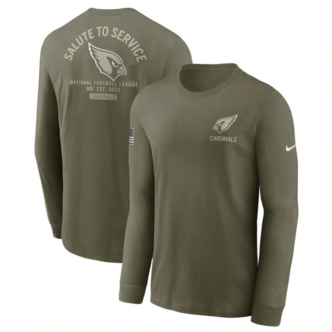 Arizona Cardinals Olive 2025 Salute to Service Sideline Long Sleeve T-Shirt Football Jersey football jersey product view 1