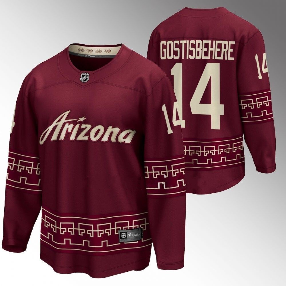 Arizona Coyotes #14 Shayne Gostisbehere 2022-23 Desert Night Alternate Garnet Jersey Hockey Jersey hockey jersey product view 1