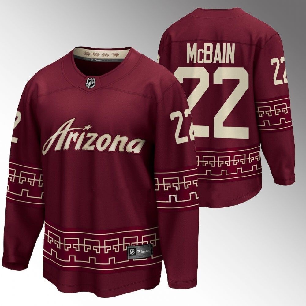 Arizona Coyotes #22 Jack McBain 2022-23 Desert Night Alternate Garnet Jersey Hockey Jersey hockey jersey product view 1