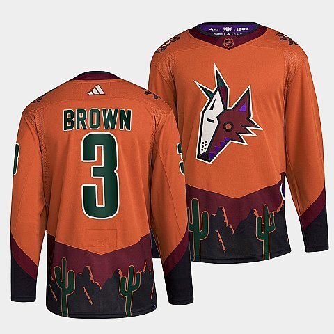 Arizona Coyotes #3 josh-brown-orange-2022reverse-retro-2.0-authentic-primegreen-jersey Hockey Jersey hockey jersey product view 1
