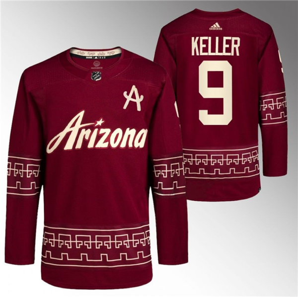 Arizona Coyotes #9 Clayton Keller Garnet Alternate Pro Jersey Hockey Jersey hockey jersey product view 1